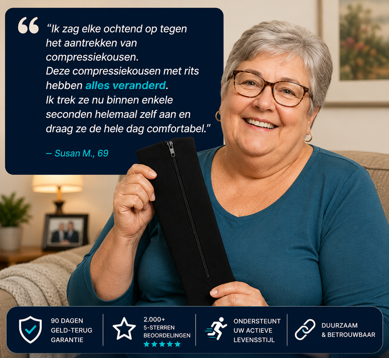 ZippFlow™ compressiekousen met zijrits