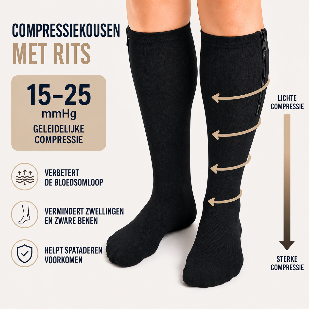 ZippFlow™ compressiekousen met zijrits